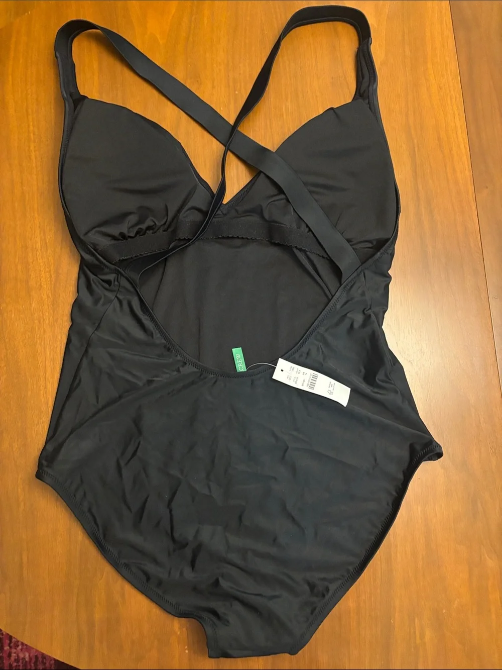 J. Crew Black V-Neck One-Piece Swimsuit with Cross-Back Straps